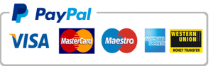 PayPal, Visa, Mastercard, Maestro, American Express, Western Union